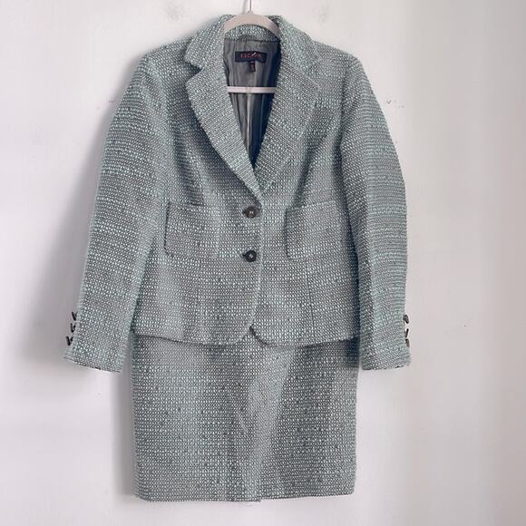 Escada wool blend boucle tweed skirt blazer professional career suit - Picture 1 of 11